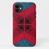 Mosaic Kaleidoscope Square Red en Blue Case-Mate iPhone Case (Achterkant)