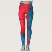 Mosaic Kaleidoscope Square Red en Blue Leggings (Voorkant)