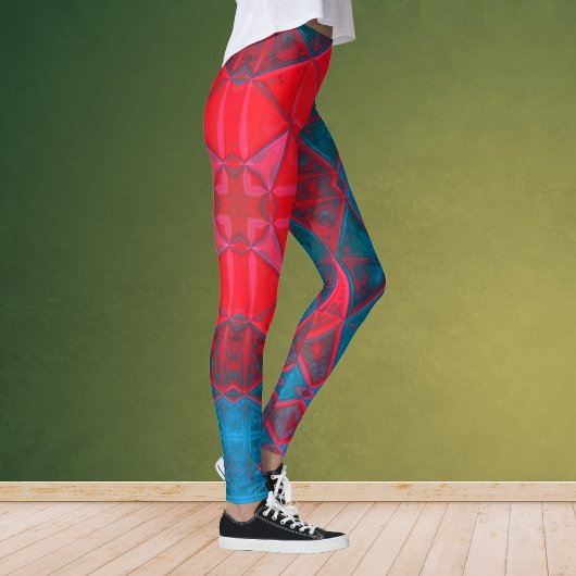 Mosaic Kaleidoscope Square Red en Blue Leggings