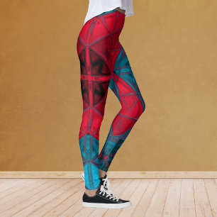 Mosaic Kaleidoscope Square Red en Blue Leggings
