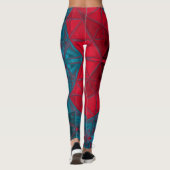 Mosaic Kaleidoscope Square Red en Blue Leggings (Achterkant)
