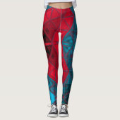 Mosaic Kaleidoscope Square Red en Blue Leggings (Voorkant)
