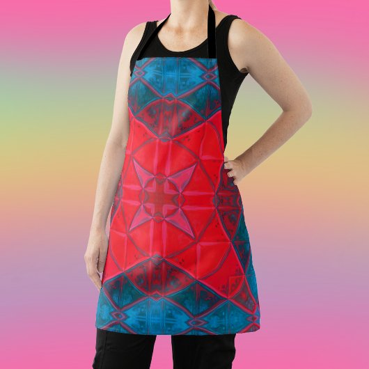 Mosaic Kaleidoscope Square Red en Blue Schort