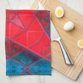 Mosaic Kaleidoscope Square Red en Blue Theedoek (Quarter Fold)
