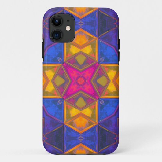 Mosaic Kaleidoscope Square Yellow Blue and Pink Case-Mate iPhone Case (Achterkant)