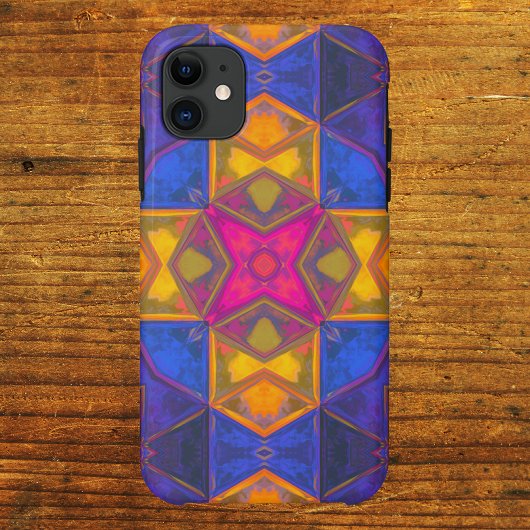 Mosaic Kaleidoscope Square Yellow Blue and Pink Case-Mate iPhone Case