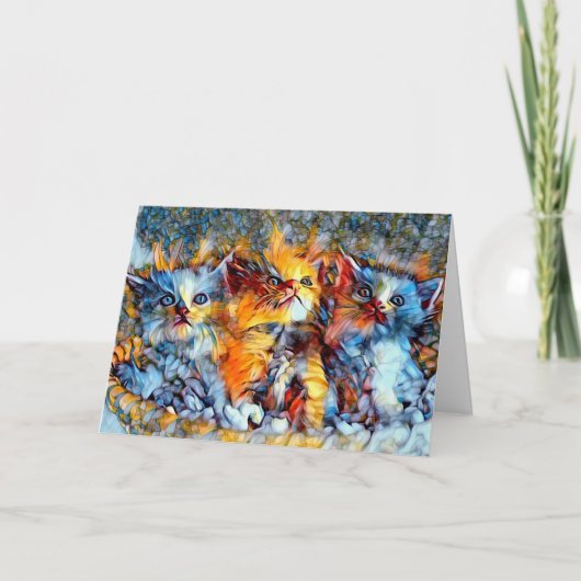Mosaic Kittens Blank Wenskaart Bedankkaart (Voorkant)