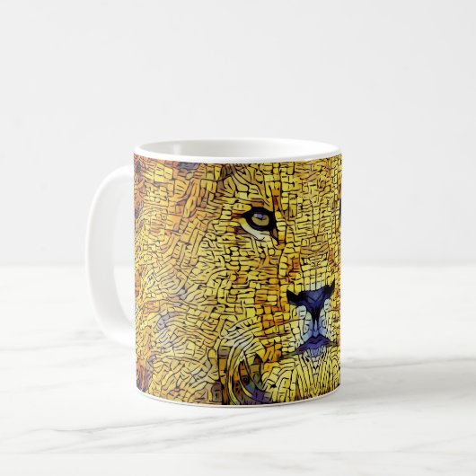Mosaic Lion Koffiemok (Voorkant links)