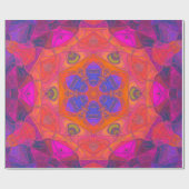 Mosaic Mandala Bloem Oranje Paars en Roze Cadeaupapier (Vlak)