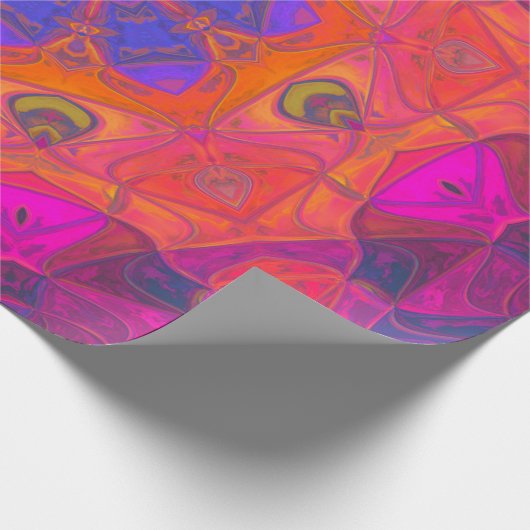 Mosaic Mandala Bloem Oranje Paars en Roze Cadeaupapier (Hoek)