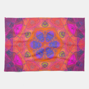 Mosaic Mandala Bloem Oranje Paars en Roze Theedoek