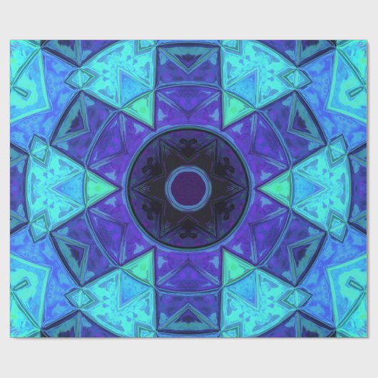 Mosaic Mandala Blue en Paars Cadeaupapier (Vlak)