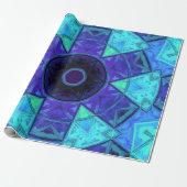 Mosaic Mandala Blue en Paars Cadeaupapier (Uitgerold)