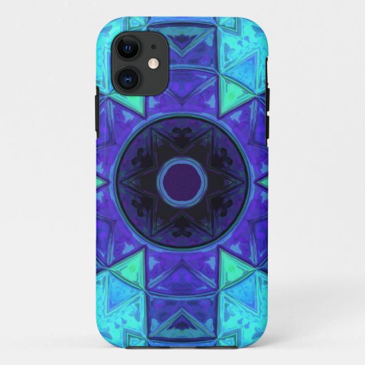 Mosaic Mandala Blue en Paars Case-Mate iPhone Case (Achterkant)