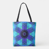 Mosaic Mandala Blue en Paars Tote Bag (Achterkant)