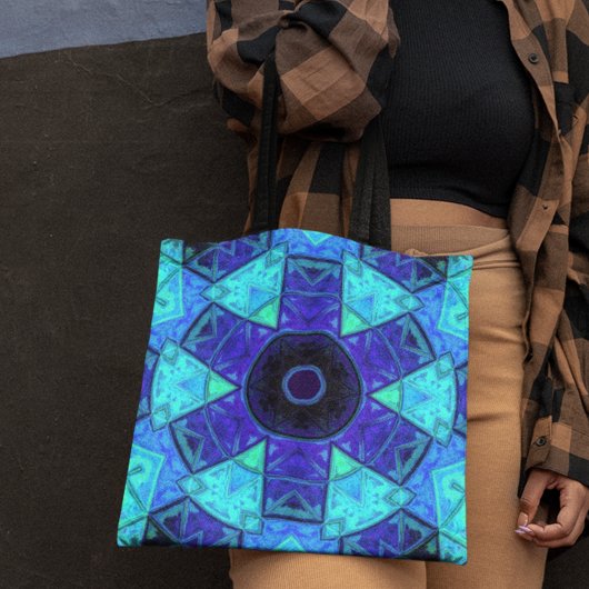 Mosaic Mandala Blue en Paars Tote Bag