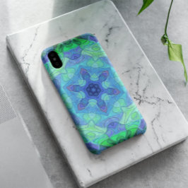 Mosaic Mandala Flower Blue en Green Case-Mate iPhone Case