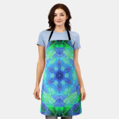 Mosaic Mandala Flower Blue en Green Schort (Gedragen)