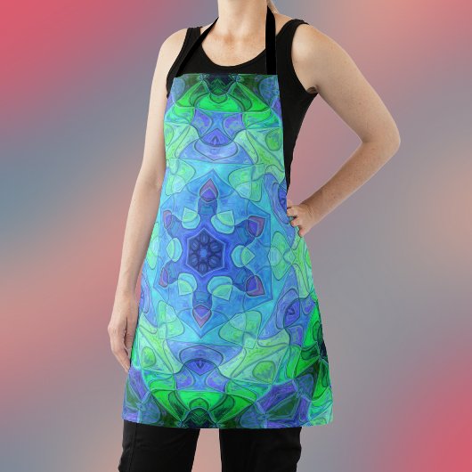 Mosaic Mandala Flower Blue en Green Schort