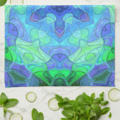 Mosaic Mandala Flower Blue en Green Theedoek (Gevouwen)