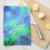 Mosaic Mandala Flower Blue en Green Theedoek (Quarter Fold)