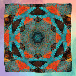 Mosaic Mandala Flower Blue en Oranje Bandana