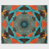 Mosaic Mandala Flower Blue en Oranje Cadeaupapier (Vlak)