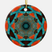 Mosaic Mandala Flower Blue en Oranje Keramisch Ornament (Voorkant)