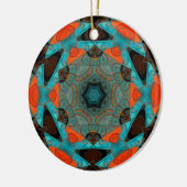 Mosaic Mandala Flower Blue en Oranje Keramisch Ornament (Links)