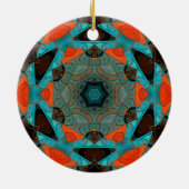 Mosaic Mandala Flower Blue en Oranje Keramisch Ornament (Achterkant)
