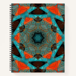Mosaic Mandala Flower Blue en Oranje Notitieboek