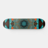 Mosaic Mandala Flower Blue en Oranje Persoonlijk Skateboard (Horizontaal)