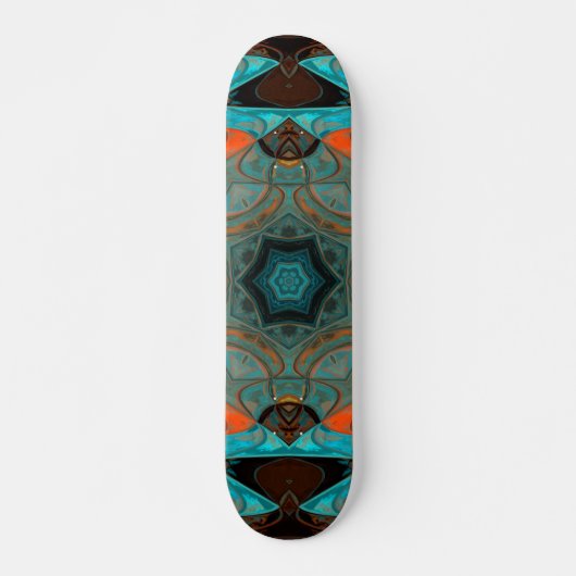Mosaic Mandala Flower Blue en Oranje Persoonlijk Skateboard (Voorkant)