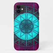 Mosaic Mandala Flower Blue en Paars Case-Mate iPhone Case (Achterkant)