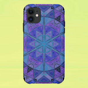 Mosaic Mandala Flower Blue en Paars Case-Mate iPhone Case