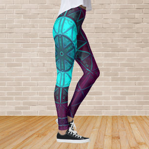 Mosaic Mandala Flower Blue en Paars Leggings