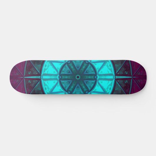 Mosaic Mandala Flower Blue en Paars Persoonlijk Skateboard (Horizontaal)