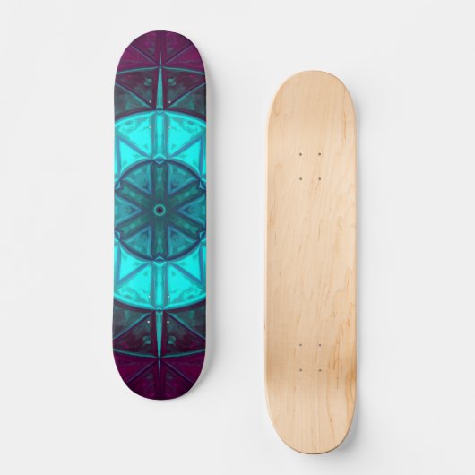 Mosaic Mandala Flower Blue en Paars Persoonlijk Skateboard (Voorkant)