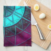 Mosaic Mandala Flower Blue en Paars Theedoek (Quarter Fold)