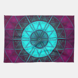 Mosaic Mandala Flower Blue en Paars Theedoek