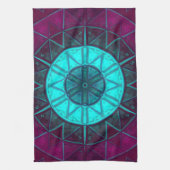 Mosaic Mandala Flower Blue en Paars Theedoek (Verticaal)