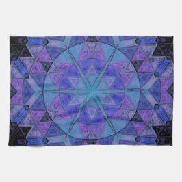 Mosaic Mandala Flower Blue en Paars Theedoek