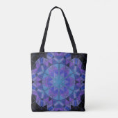 Mosaic Mandala Flower Blue en Paars Tote Bag (Achterkant)