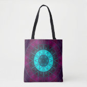 Mosaic Mandala Flower Blue en Paars Tote Bag (Voorkant)
