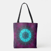 Mosaic Mandala Flower Blue en Paars Tote Bag (Achterkant)