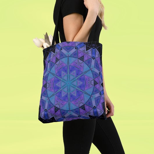 Mosaic Mandala Flower Blue en Paars Tote Bag