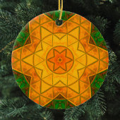 Mosaic Mandala Flower Green and Yellow Keramisch Ornament