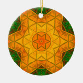 Mosaic Mandala Flower Green and Yellow Keramisch Ornament (Voorkant)