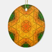 Mosaic Mandala Flower Green and Yellow Keramisch Ornament (Links)