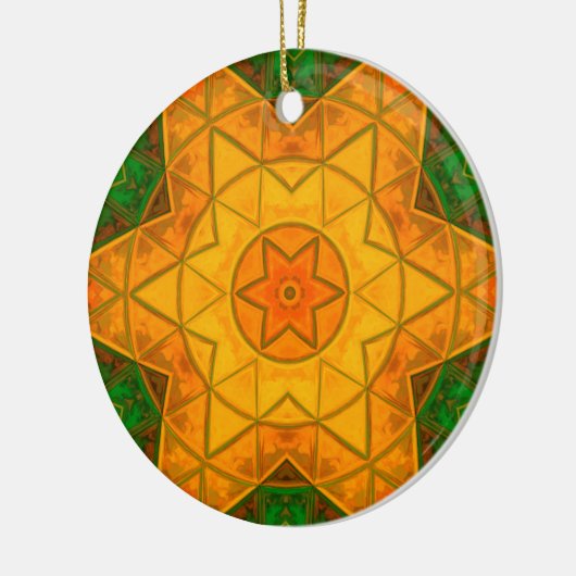Mosaic Mandala Flower Green and Yellow Keramisch Ornament (Links)